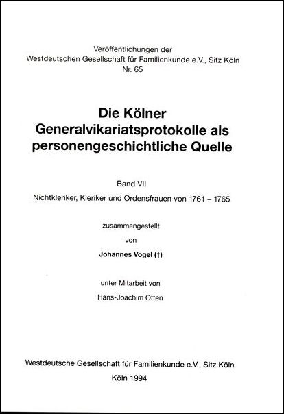 Generalvikariatsprotokolle - Bd. 07: 1761 - 1765