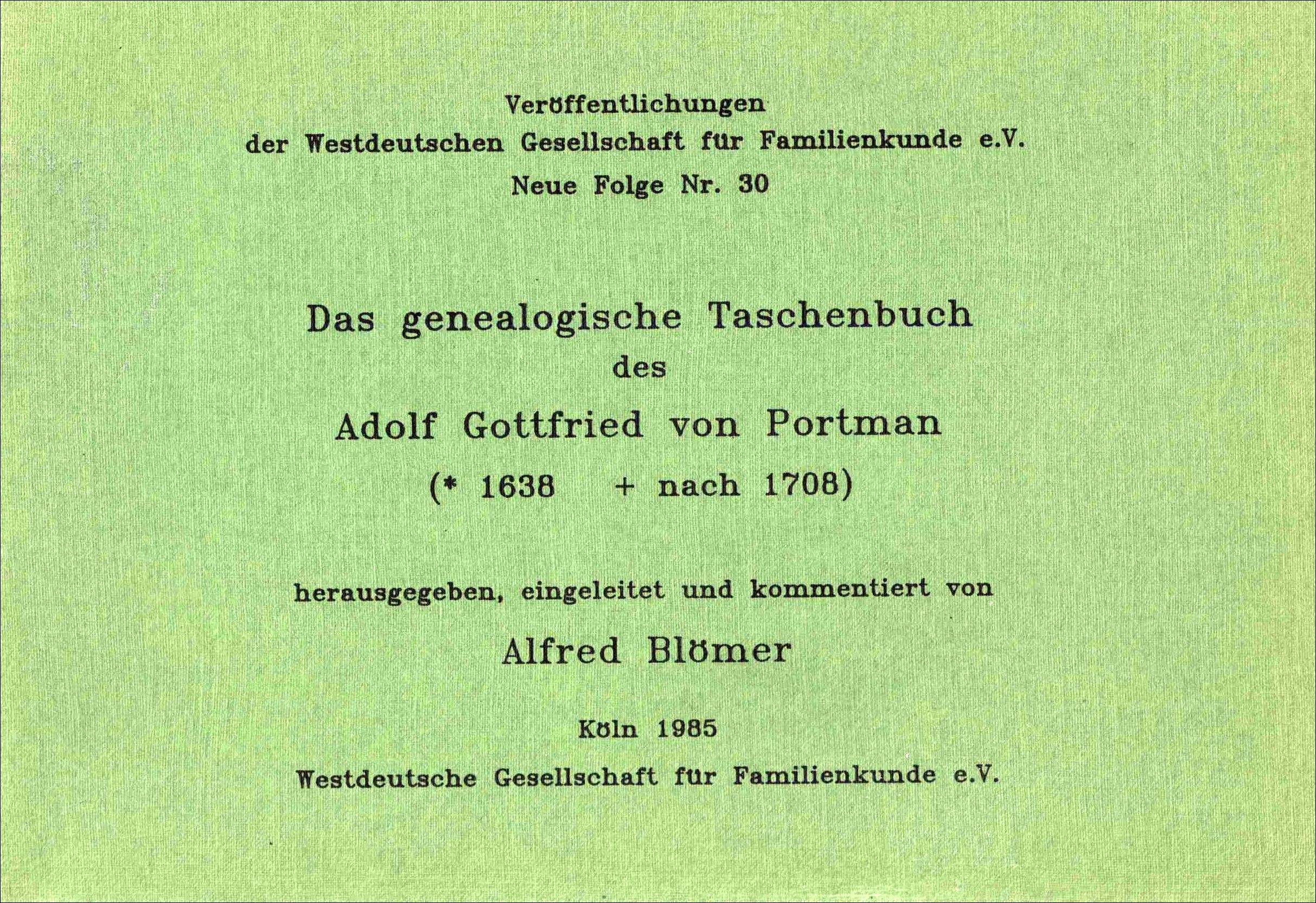Taschenbuch des Adolf G. von Portman