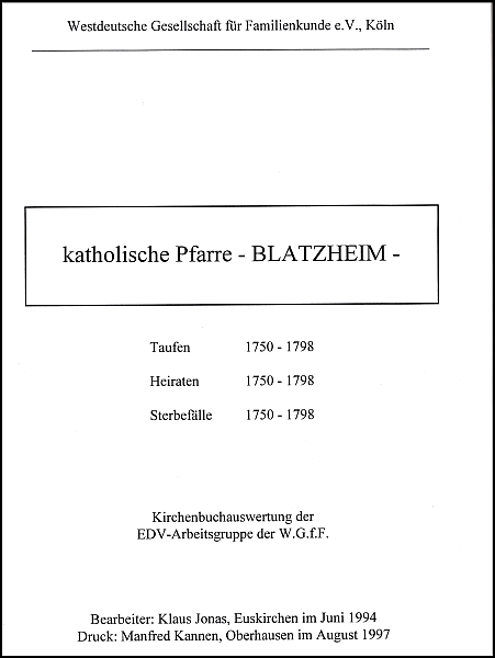 Verkartung Blatzheim (kath.)