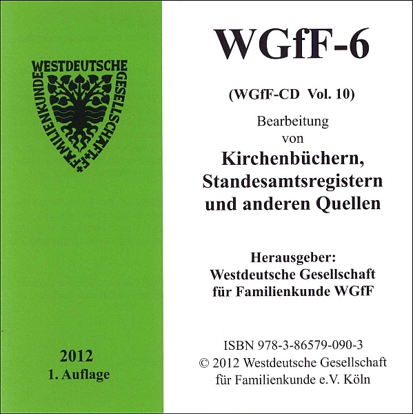 Verkartungen und Familienbücher auf CD/DVD: WGfF-6 (Vol. 10)
