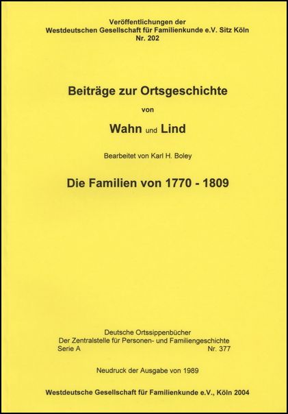 Familienbuch Wahn / Lind