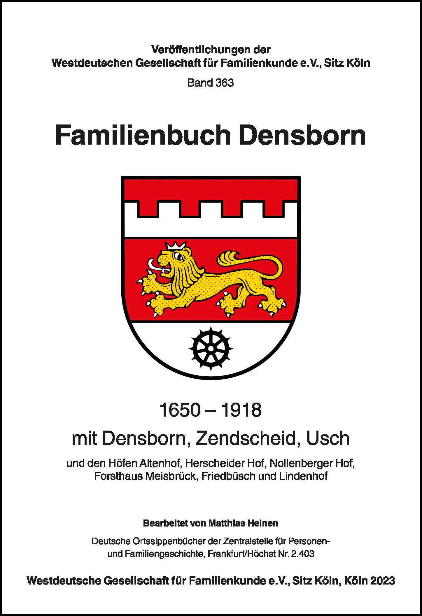 Familienbuch Densborn 1650-1918