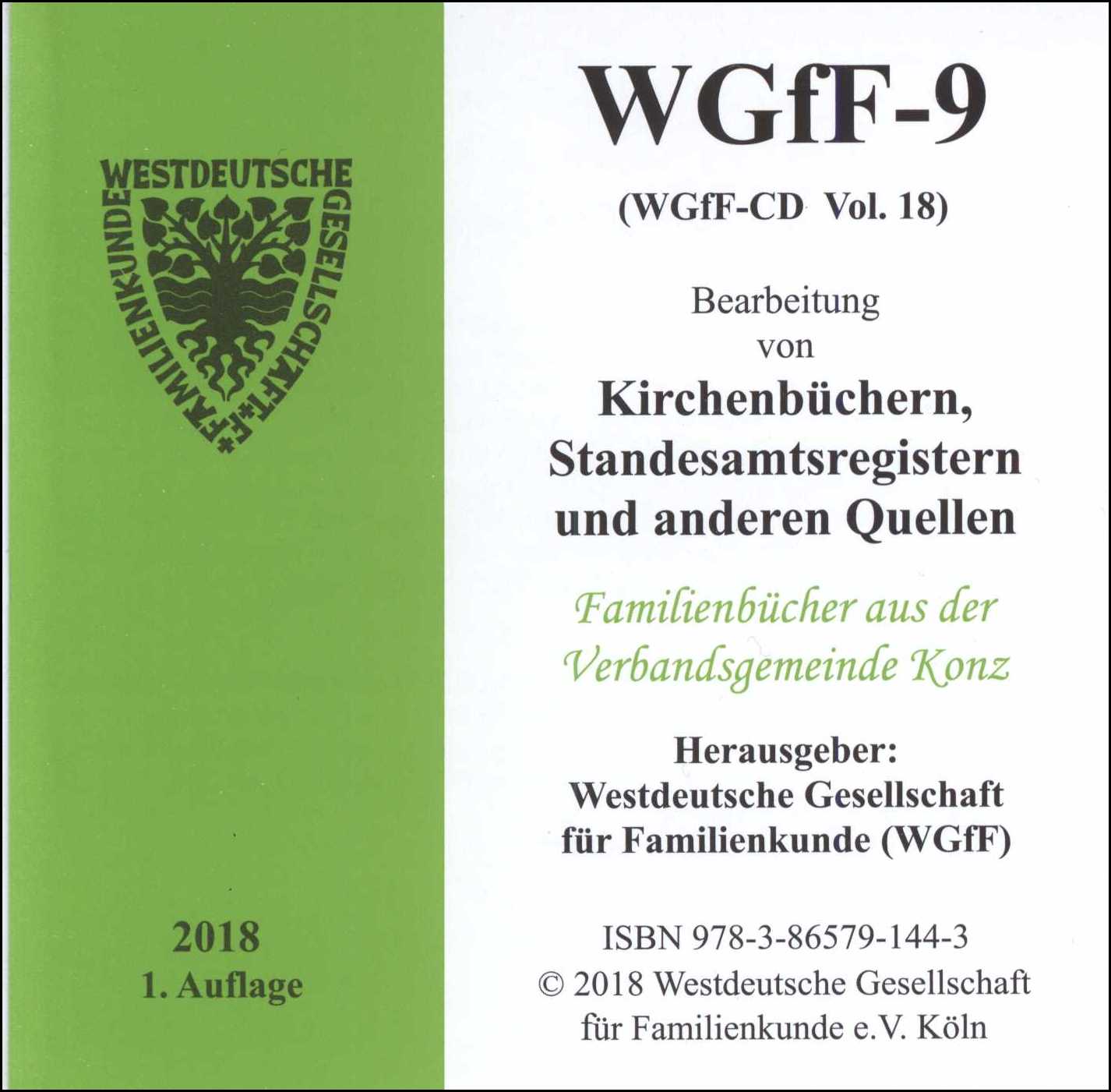 Verkartungen und Familienbücher auf CD/DVD: WGfF-9 (Vol. 18)