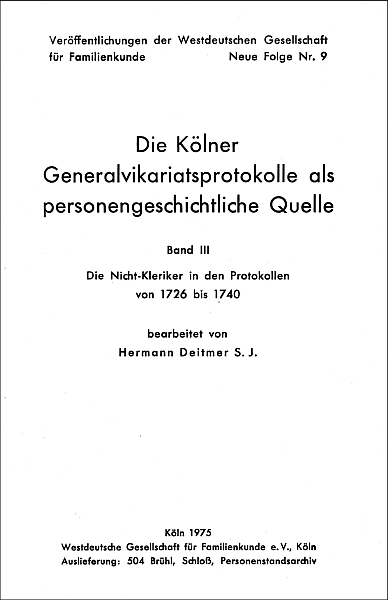 Generalvikariatsprotokolle - Bd. 03: 1726 - 1740
