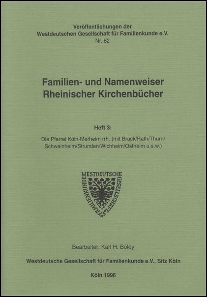 Familien- und Namenweiser: Köln - Merheim (rechtsrheinisch)