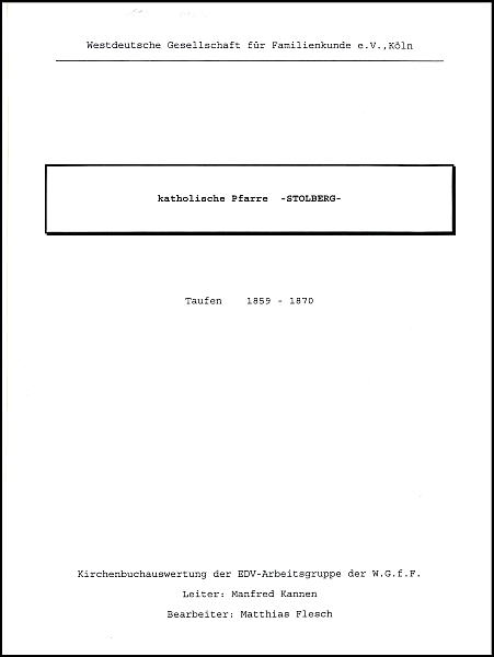 Verkartung Stolberg 3 (St. Lucia, kath.) Taufen: 1800 - 1834.