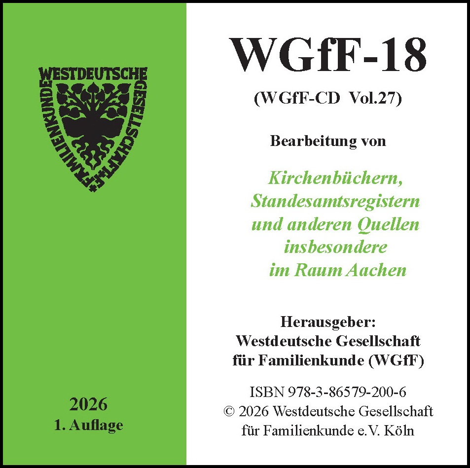 Verkartungen und Familienbücher auf CD/DVD: WGfF-18 (Vol.27)