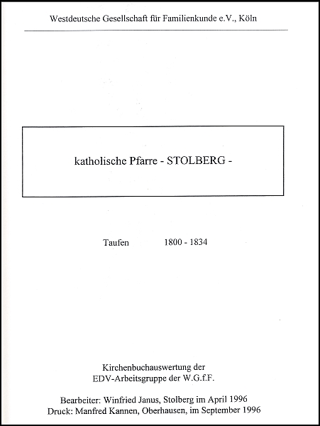 Verkartung Stolberg 1 (St. Lucia, kath.) Heiraten 1801-1875