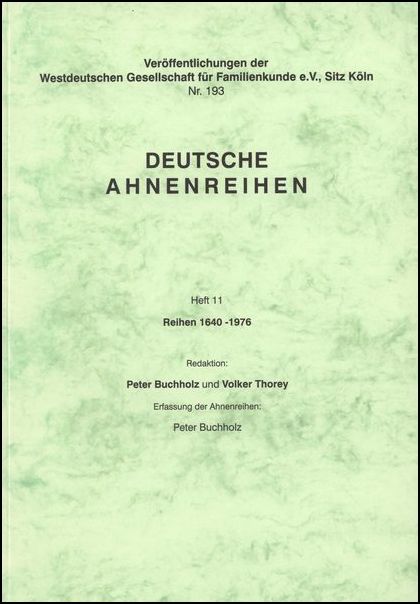 Deutsche Ahnenreihen Heft 11