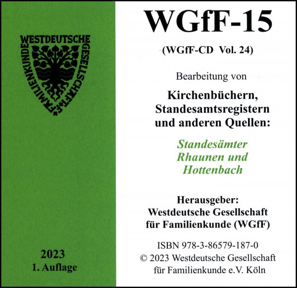 Verkartungen und Familienbücher auf CD/DVD: WGfF-15 (Vol.24)