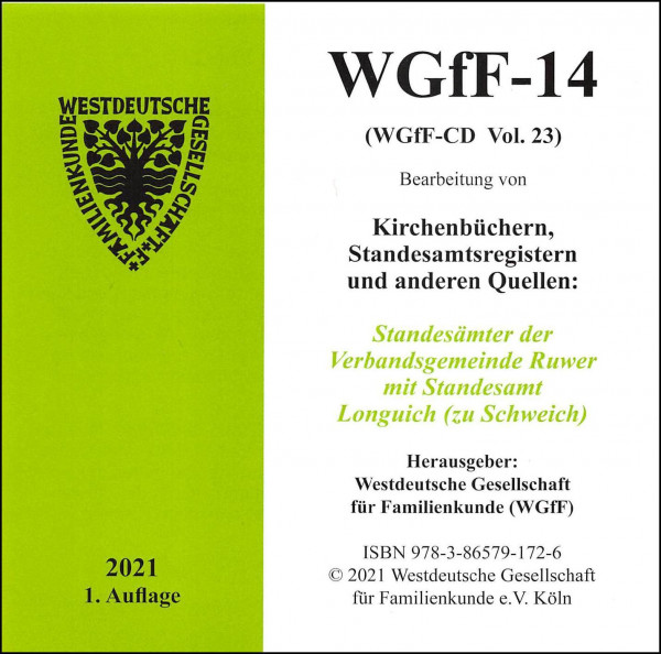 Verkartungen und Familienbücher auf CD/DVD: WGfF-14 (Vol.23)