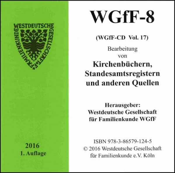Verkartungen und Familienbücher auf CD/DVD: WGfF-8 (Vol. 17)